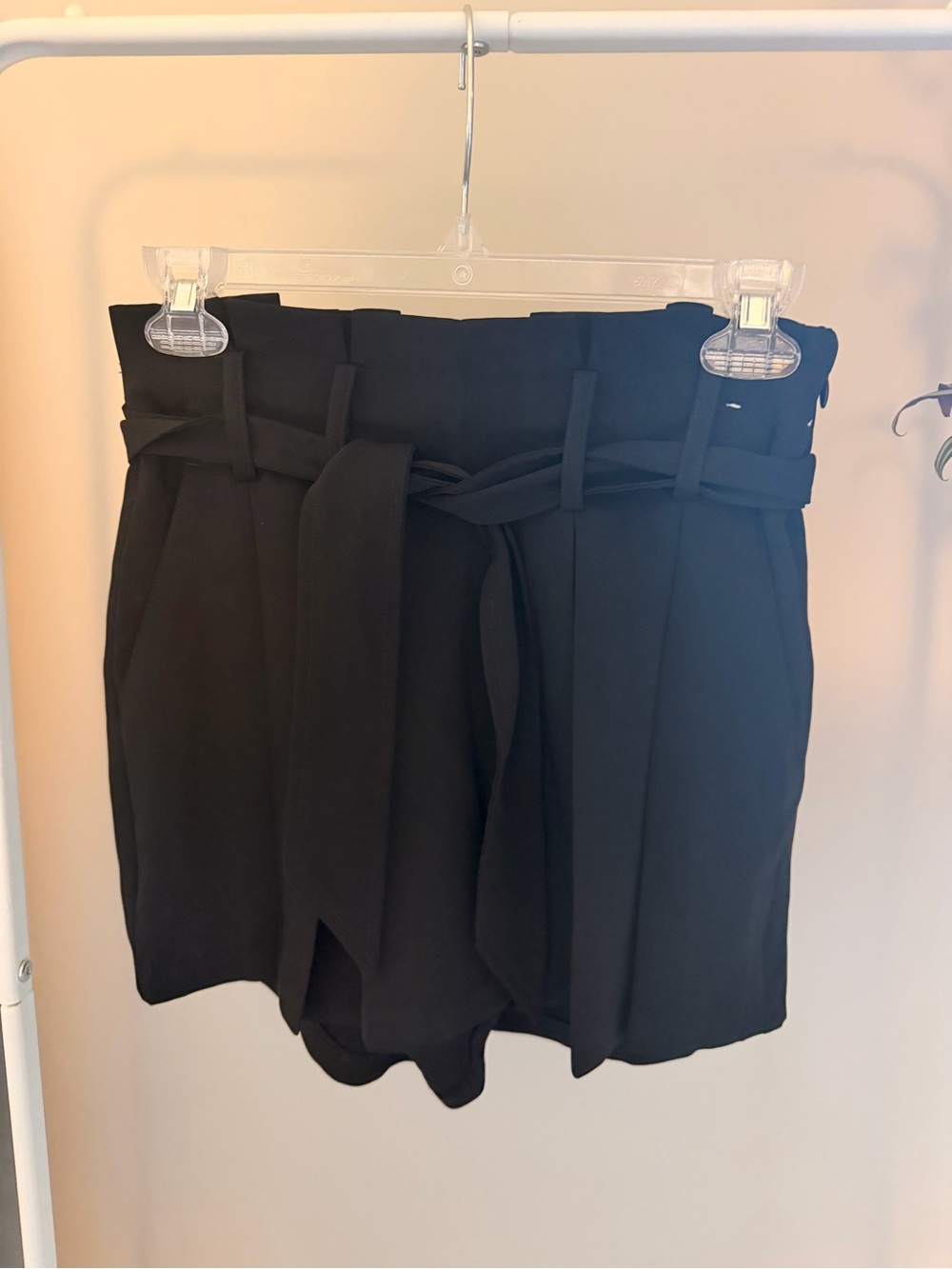 Express Black High Waist Paperbag Shorts with Waist Tie